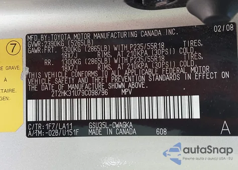 2009 Lexus Rx 350 from USA, damaged, VIN 2T2HK31U79C098796